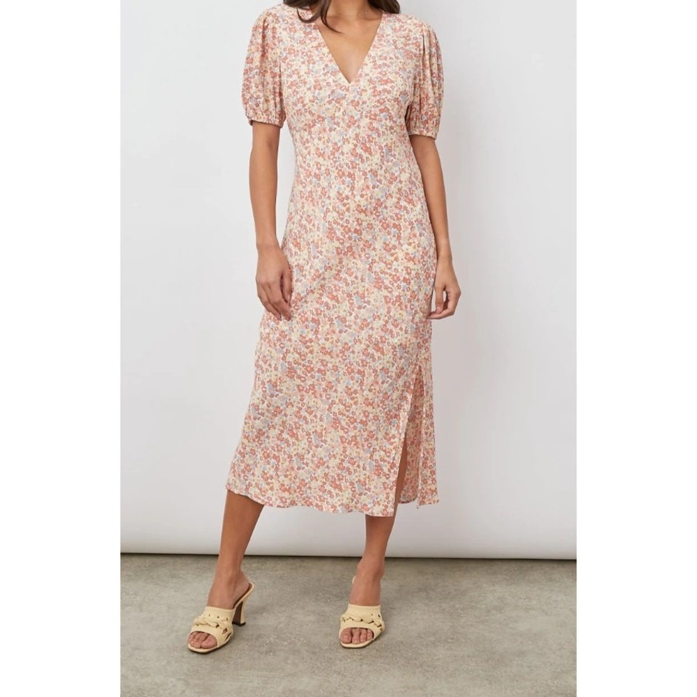 Rails Shelley Dress‎ Womens Small Multicolor Wildflower Short Sleeve Side Slit